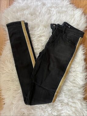 long tall sally Black Skinny Jeans with Gold Side Stripe